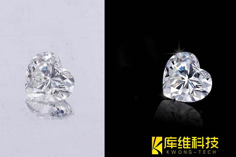 傳統(tǒng)切割與水導(dǎo)激光鉆石火彩對比